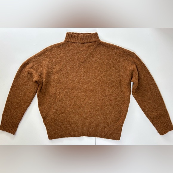 Madewell Mod Retro V Mock Turtleneck Long Sleeved Cinnamon Brown Sweater Size SM - Picture 3 of 11
